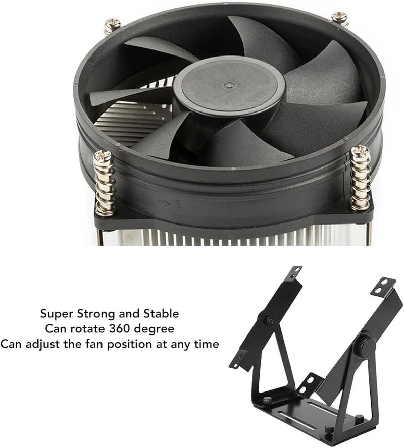 Black Aluminum Alloy 360 Degree Pivoting Desk Fan Mount Bracket for PC Computer Cooling black - Image 4